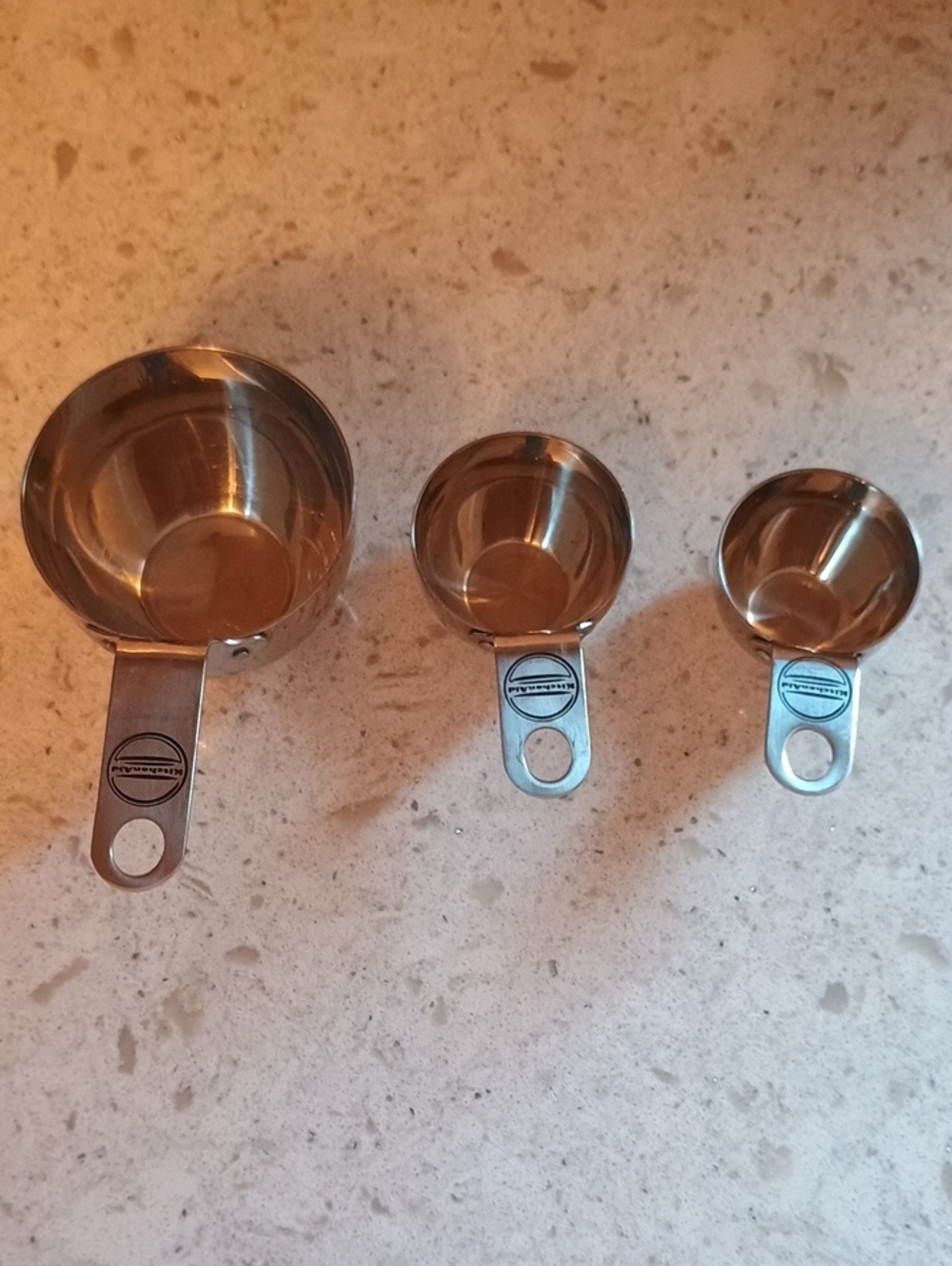 KitchenAid 3 Piece Stainless Steel Measuring Cup Set - 1 Cup, 1/4 Cup, 1/3 Cup